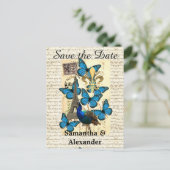 Carte Postale Faire-part Paris romantique à thème sauver la date (Debout devant)