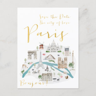 Carte Postale Faire-part Paris Sauvez la date