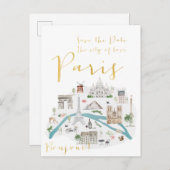 Carte Postale Faire-part Paris Sauvez la date (Devant / Derrière)