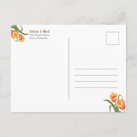 Carte Postale Faire-part Parrot Jaune Tulipes Mariage Floral Enregistrer La (Dos)