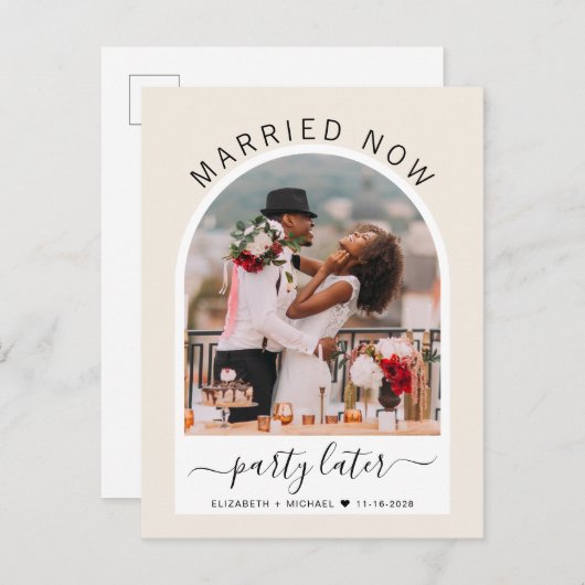 Carte Postale Faire-part Parti Marié Maintenant Plus Tard Mariage Photo Arm (Devant / Derrière)