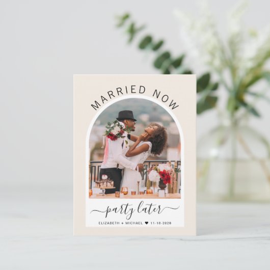 Carte Postale Faire-part Parti Marié Maintenant Plus Tard Mariage Photo Arm (Debout devant)