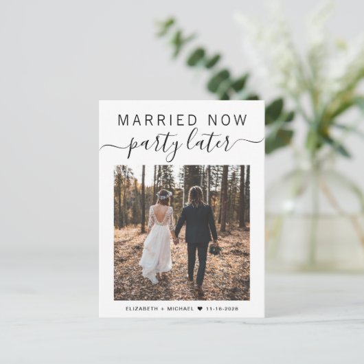 Carte Postale Faire-part Parti Marié Maintenant Plus Tard Photo Mariage (Debout devant)