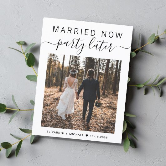 Carte Postale Faire-part Parti Marié Maintenant Plus Tard Photo Mariage