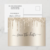 Carte Postale Faire-part Parties scintillant à goutte de champagne Mariage (Devant / Derrière)