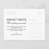 Carte Postale Faire-part Parties scintillant argent faux Enregistrer la dat (Dos)