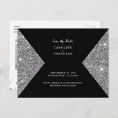 Carte Postale Faire-part Parties scintillant Argent Image & Photo Noir Enre (Devant / Derrière)