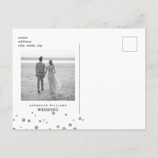 Carte Postale Faire-part Parties scintillant Argent Image & Photo Noir Enre (Dos)