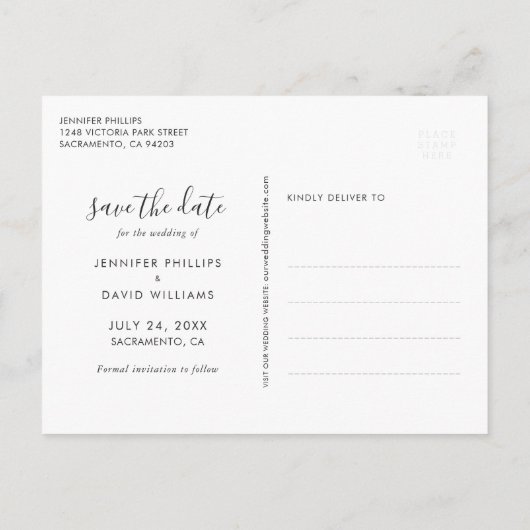 Carte Postale Faire-part Parties scintillant Argent Marine Bleu Mariage Enr (Dos)