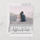 Carte Postale Faire-part Parties scintillant argent même amour différent da (Devant / Derrière)