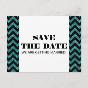 Carte Postale Faire-part Parties scintillant Chevron Enregistrer la date Ca