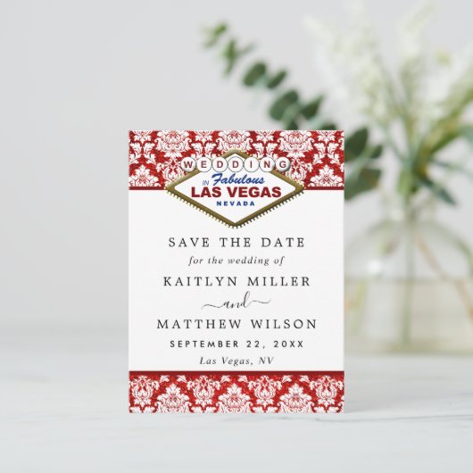 Carte Postale Faire-part Parties scintillant Damask Las Vegas Mariage Enreg (Debout devant)