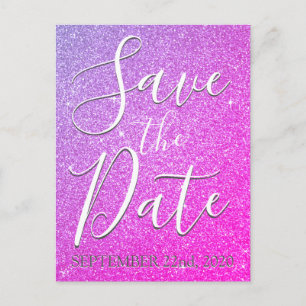 Carte Postale Faire-part Parties scintillant d'anniversaire rose vif Sauvez