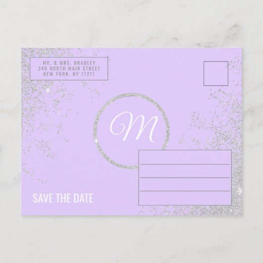 Carte Postale Faire-part Parties scintillant d'argent Sparkender Lavender P (Dos)