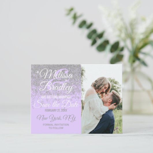 Carte Postale Faire-part Parties scintillant d'argent Sparkender Lavender P (Debout devant)