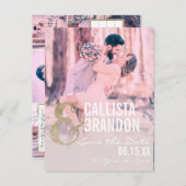 Carte Postale Faire-part Parties scintillant d'or Collage photo Couple Enre (Devant / Derrière)