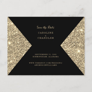 Carte Postale Faire-part Parties scintillant d'or image & Black Glam Enregi