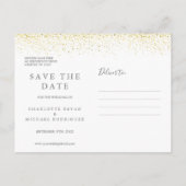 Carte Postale Faire-part Parties scintillant d'or Signature Mariage Enregis (Dos)