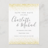 Carte Postale Faire-part Parties scintillant d'or Signature Mariage Enregis (Devant)
