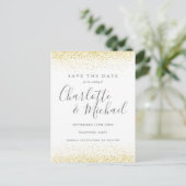 Carte Postale Faire-part Parties scintillant d'or Signature Mariage Enregis (Debout devant)