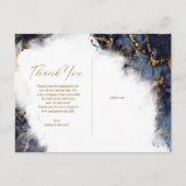 Carte Postale Faire-part Parties scintillant en marbre Merci Marine Blue Go (Devant)