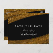 Carte Postale Faire-part Parties scintillant Gold Sparkle Noir Enregistrer  (Devant / Derrière)