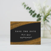Carte Postale Faire-part Parties scintillant Gold Sparkle Noir Enregistrer  (Debout devant)
