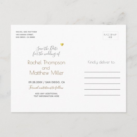 Carte Postale Faire-part parties scintillant mariage + initiales enregistre (Dos)