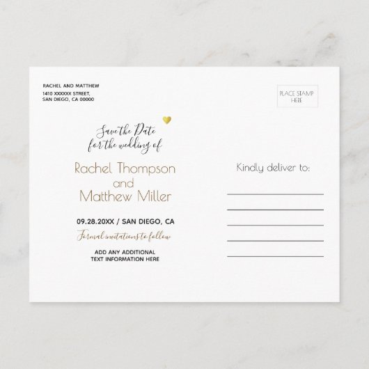 Carte Postale Faire-part parties scintillant mariage + initiales enregistre (Dos)