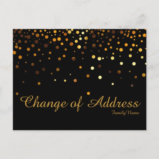 Carte Postale Faire-part Parties scintillant moderne Black Gold Faux Change (Devant)