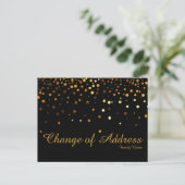 Carte Postale Faire-part Parties scintillant moderne Black Gold Faux Change (Debout devant)