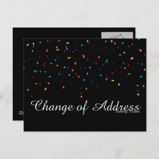 Carte Postale Faire-part Parties scintillant moderne en argent noir Changem (Devant / Derrière)