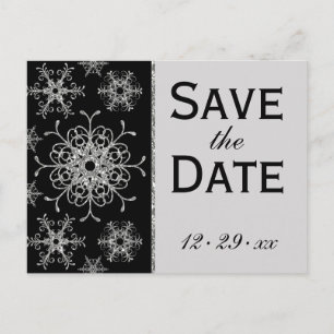 Carte Postale Faire-part Parties scintillant noire Snowflakes Enregistrer l