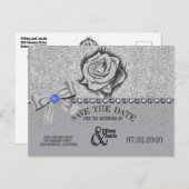 Carte Postale Faire-part Parties scintillant, Rose, Diamants & Bow Enregist (Devant / Derrière)