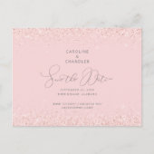 Carte Postale Faire-part Parties scintillant rose et argent mariage Enregis (Devant)