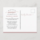 Carte Postale Faire-part parties scintillant rose moderne 2022 - Diplôme ph (Dos)