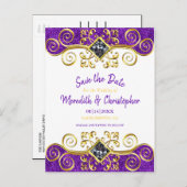 Carte Postale Faire-part Parties scintillant royale violet Gold Gemstone En (Devant / Derrière)