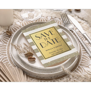 Carte Postale Faire-part Parties scintillant Stripes Gold Foil Enregistrer