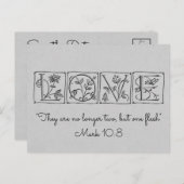 Carte Postale Faire-part Pas deux, mais une chair~Écriture~Carte Mariage (Devant / Derrière)