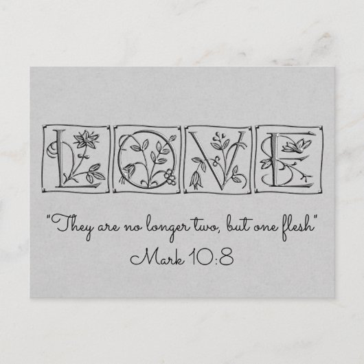 Carte Postale Faire-part Pas deux, mais une chair~Écriture~Carte Mariage (Devant)