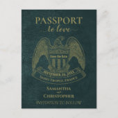 Carte Postale Faire-part Passeport turquoise Mariage amusant Enregistrer la (Devant)