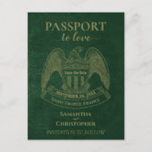 Carte Postale Faire-part Passeport vert mignon mariage amusant Enregistrer  (Devant)