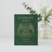 Carte Postale Faire-part Passeport vert mignon mariage amusant Enregistrer  (Debout devant)
