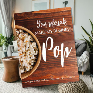 Carte Postale Faire-part Passez dire merci Agent immobilier Pop Corn
