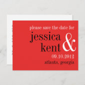 Carte Postale Faire-part Passion rouge noir typographie moderne enregistrer (Devant / Derrière)