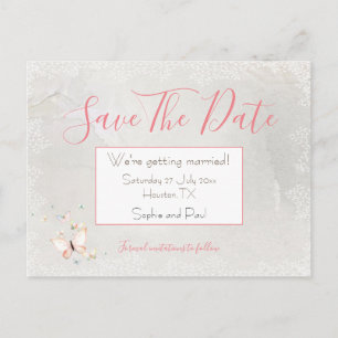 Carte Postale Faire-part Pastel Butterflies Bordure/Enregistrer La Date Car