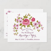 Carte Postale Faire-part Pastel Floral "Enregistrer La Date" (Devant / Derrière)