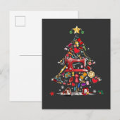 Carte Postale Faire-part Patchwork Joyeux Noël Arbre Patchwork Quilting (Devant / Derrière)