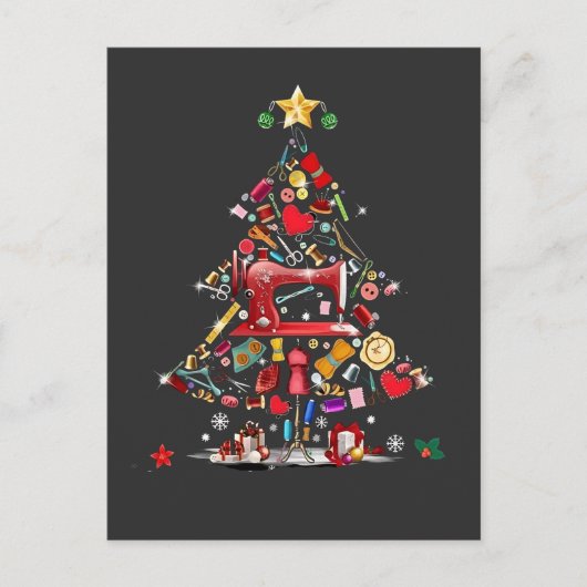 Carte Postale Faire-part Patchwork Joyeux Noël Arbre Patchwork Quilting (Devant)