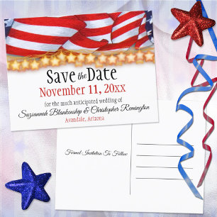 Carte Postale Faire-part Patriotic Bunting and Stars Custom Enregistrer La
